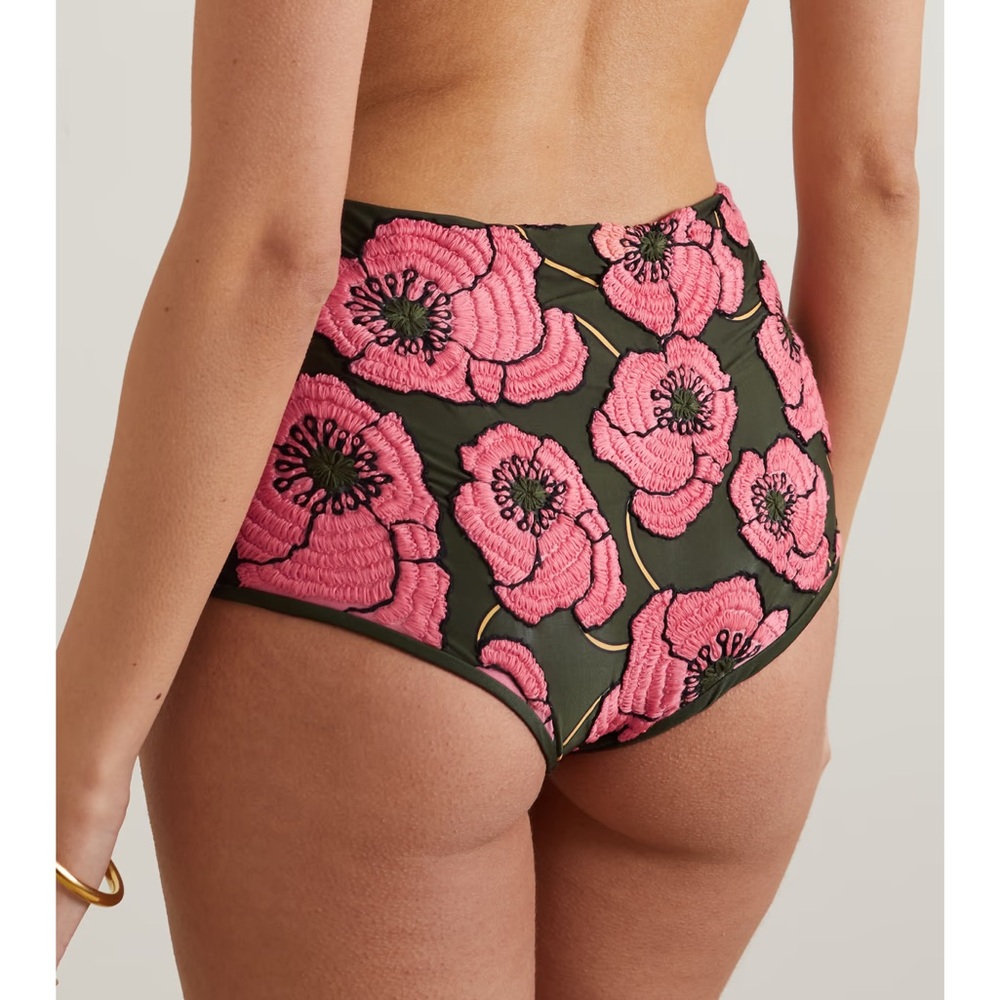 Agua by Agua Bendita Pink and Black Floral  Hand-Embroidered Bikini - Picture 2 of 5